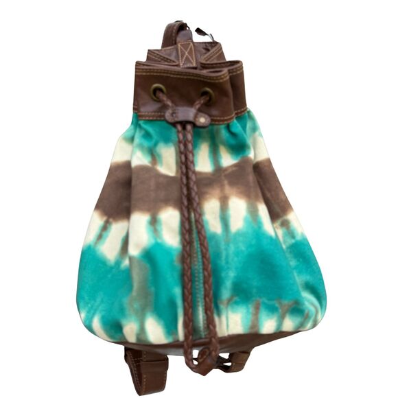 Axcess by Liz Claiborne Tie-Dye Backpack Purse Canvas & Faux Leather Trim - Picture 1 of 6